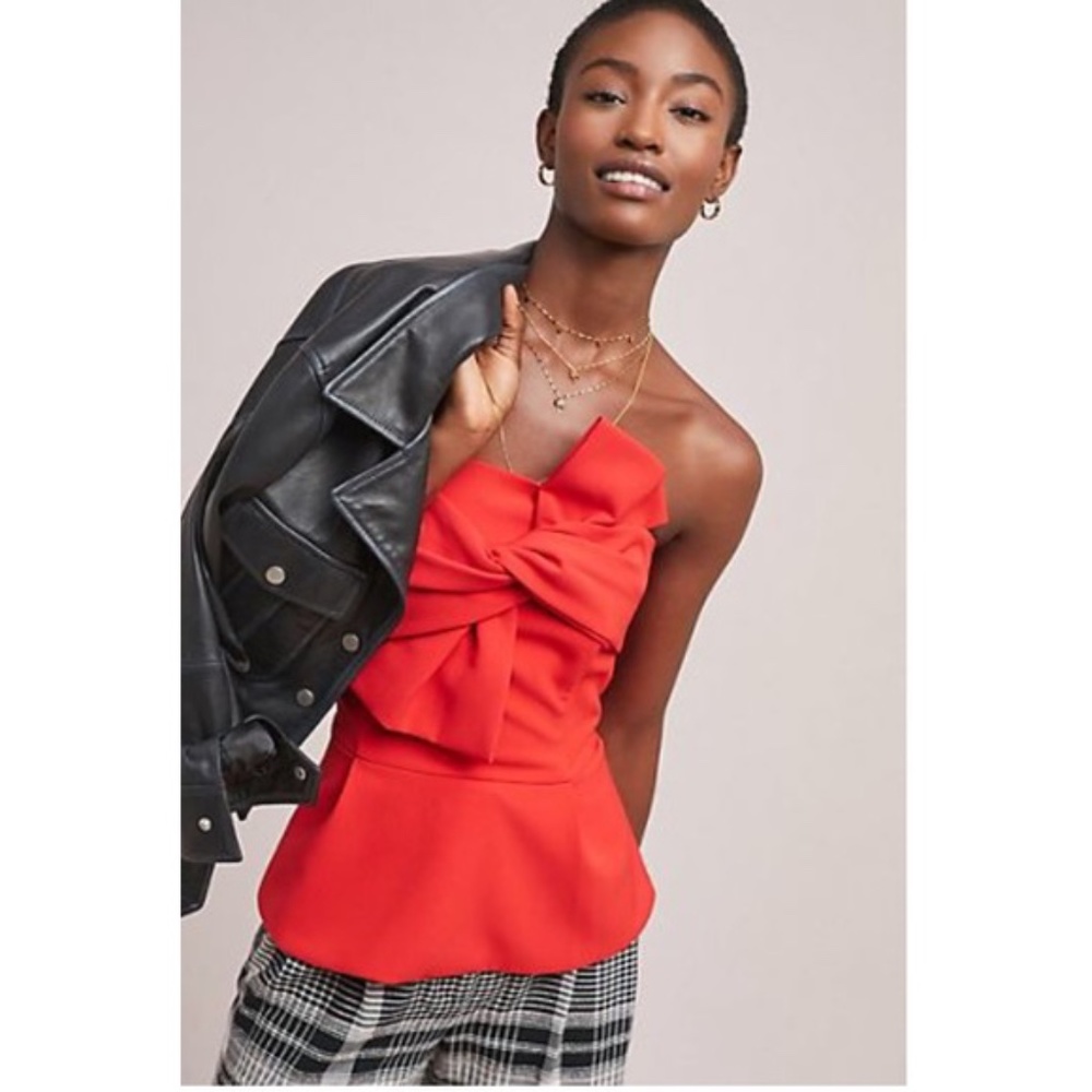 Adelyn Rae Red Strapless Bow Top